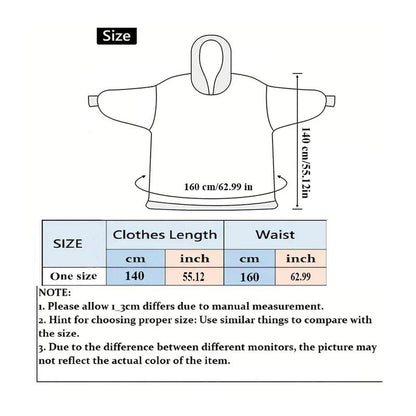 Cute Cartoon Print Comfortable Hoodie Blanket, 1 Count 320Gsm Oversized Comfortable Wearable Hooded Sweatshirt Pullover, Room Accessories, Wearable Blanket Hoodie with Big Pocket, Throw Blanket, Boyfriend Gift